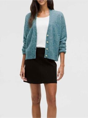 Lululemon Alpaca Wool-Blend Cardigan Sweater Womens Large Glacier Lake Blue Soft